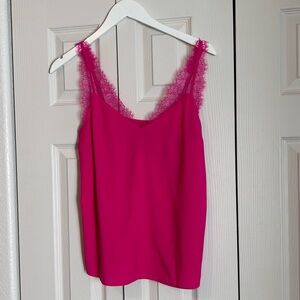 NWT Express Lace V Neck Hot Pink Fuchsia Tank Top Sz Small Vacation Date Night